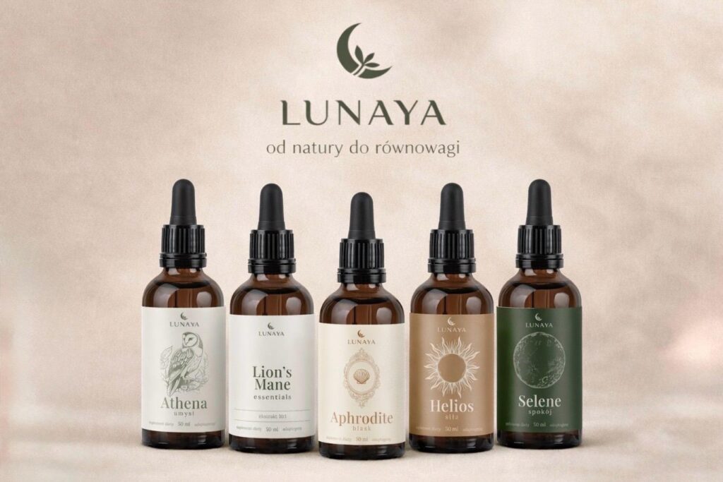 Oficjalne logo Lunaya – polska marka premium oferująca naturalne adaptogeny w płynie i ekstrakty standaryzowane.